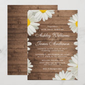  Daisies White Floral Rustic Wood Wedding Kaart (Voorkant / Achterkant)