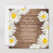  Daisies White Floral Rustic Wood Wedding Magnetische Uitnodiging (Voorkant)
