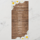 Daisies White Floral Rustic Wood Wedding Programmakaart (Achterkant)
