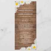 Daisies White Floral Rustic Wood Wedding Programmakaart (Voorkant)
