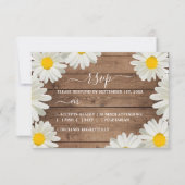 Daisies White Floral Rustic Wood Wedding RSVP Kaartje (Voorkant)