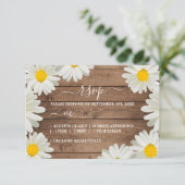  Daisies White Floral Rustic Wood Wedding RSVP Kaartje (Staand voorkant)