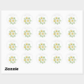 Daisies White Floral Theme Typografie Ronde Sticker (Vel)