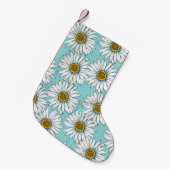 Daisies White Flowers op Blue  Seamless Pat Kleine Kerstsok (Voorkant (Hangend))
