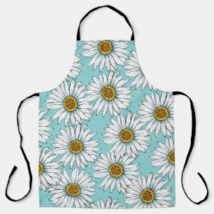 Daisies White Flowers op Blue Seamless Pat Schort