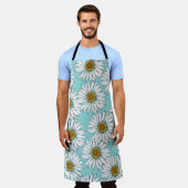 Daisies White Flowers op Blue Seamless Pat Schort (Gedragen)