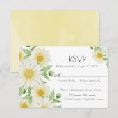 Daisies White Waterverf Floral Script Wedding RSVP Kaartje (Voorkant / Achterkant)