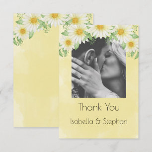Daisies White Yellow Floral Foto Typografie Bedankkaart