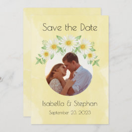 Daisies White Yellow Floral Foto Typografie Save The Date