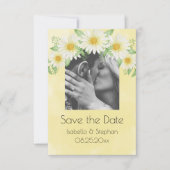 Daisies White Yellow Floral Photo Save the Date (Voorkant)