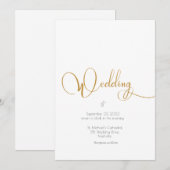 Daisies White Yellow Floral Script Wedding Invitat Kaart (Voorkant / Achterkant)