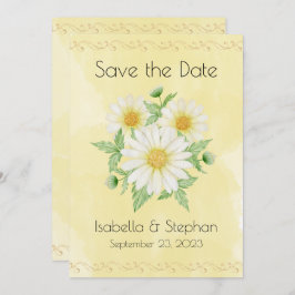 Daisies White Yellow Floral Typografie Save Save The Date