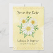 Daisies White Yellow Floral Typografie Save The Date (Voorkant)