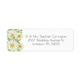 Daisies White Yellow Floral Typography Address Lab Etiket