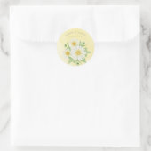 Daisies White Yellow Floral Typography Ronde Sticker (Tas)