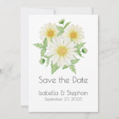 Daisies White Yellow Floral Typography Save The Date (Voorkant)