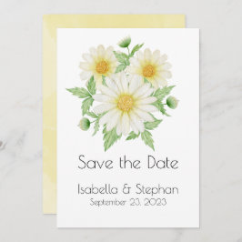 Daisies White Yellow Floral Typography Save The Date