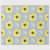 Daisies White Yellow op grijs omslagpapier Cadeaupapier (Vlak)