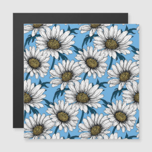 Daisies, wilde bloemen op blauw