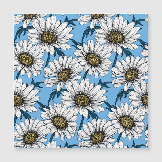 Daisies, wilde bloemen op blauw (Voorkant)