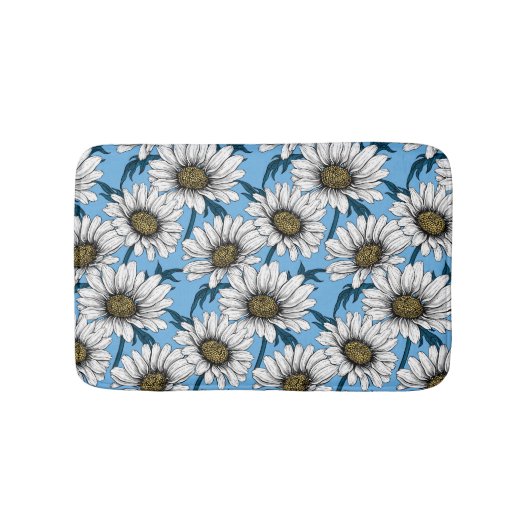 Daisies, wilde bloemen op blauw badmat (Voorkant)
