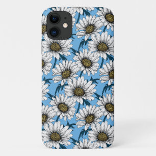 Daisies, wilde bloemen op blauw Case-Mate iPhone case