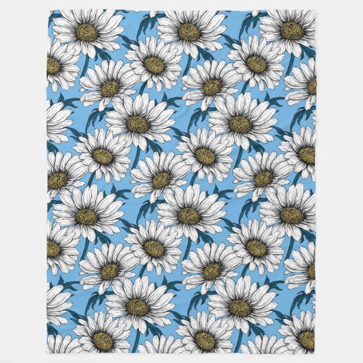 Daisies, wilde bloemen op blauw fleece deken (Voorkant)