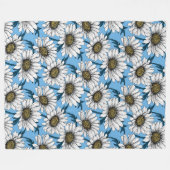 Daisies, wilde bloemen op blauw fleece deken (Voorkant (Horizontaal))