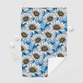 Daisies, wilde bloemen op blauw golfhanddoek (Insitu)