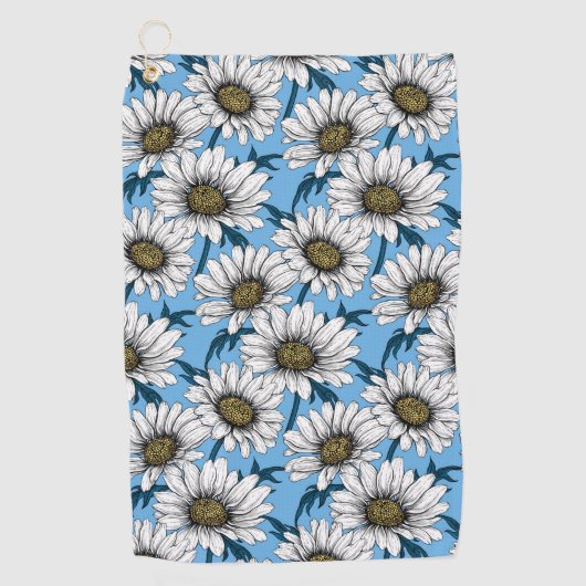 Daisies, wilde bloemen op blauw golfhanddoek (Voorkant)