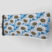 Daisies, wilde bloemen op blauw golfheadcover (Voorkant)