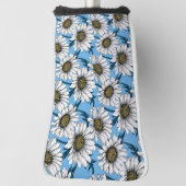 Daisies, wilde bloemen op blauw golfheadcover (Draai 90)