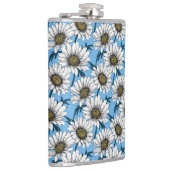 Daisies, wilde bloemen op blauw heupfles (Rechts)