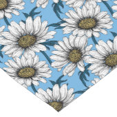 Daisies, wilde bloemen op blauw korte tafelloper (Hoek)