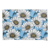 Daisies, wilde bloemen op blauw kussensloop (Voorkant-Links)