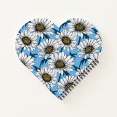 Daisies, wilde bloemen op blauw notitieboek (Achterkant)