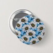 Daisies, wilde bloemen op blauw ronde button 5,7 cm (Voorkant /achterkant)