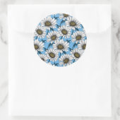 Daisies, wilde bloemen op blauw ronde sticker (Tas)