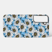 Daisies, wilde bloemen op blauw samsung galaxy hoesje (Achterkant horizontaal)