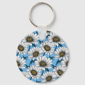 Daisies, wilde bloemen op blauw sleutelhanger (Achterkant)