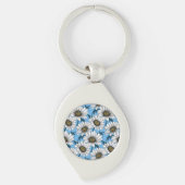 Daisies, wilde bloemen op blauw sleutelhanger (Voorkant)