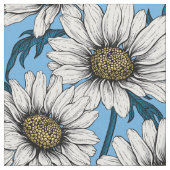 Daisies, wilde bloemen op blauw stof (Close Up)