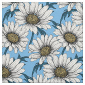 Daisies, wilde bloemen op blauw stof (Swatch)