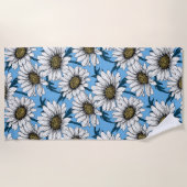 Daisies, wilde bloemen op blauw strandlaken (Voorkant)