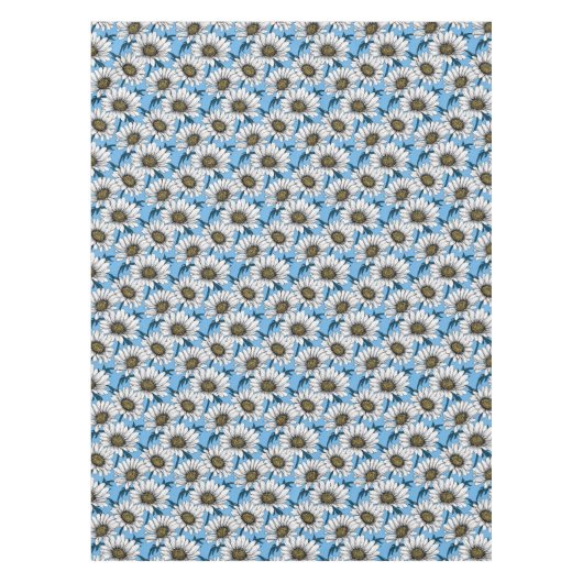 Daisies, wilde bloemen op blauw tafelkleed (Voorkant)