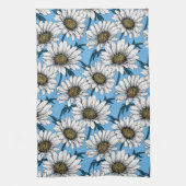 Daisies, wilde bloemen op blauw theedoek (Verticaal)