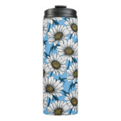 Daisies, wilde bloemen op blauw thermosbeker (Voorkant)