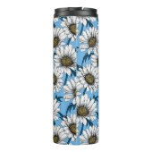 Daisies, wilde bloemen op blauw thermosbeker (Achterkant)