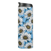 Daisies, wilde bloemen op blauw thermosbeker (Geroteerd rechts)