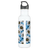 Daisies, wilde bloemen op blauw waterfles  (Achterkant)